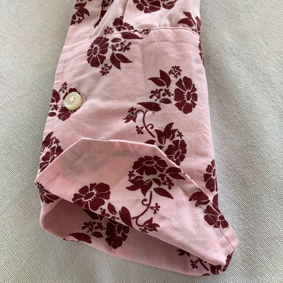BEN SHERMAN floral Western shirt, stretch, dagger collar SIZE 8 pink burgundy - Picture 8 of 12